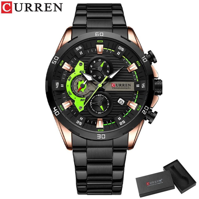 CURREN TIMEBOUND Relógio de Pulso de Aço Inoxidável Cronógrafo de Ponteiro Luminoso - Relowear