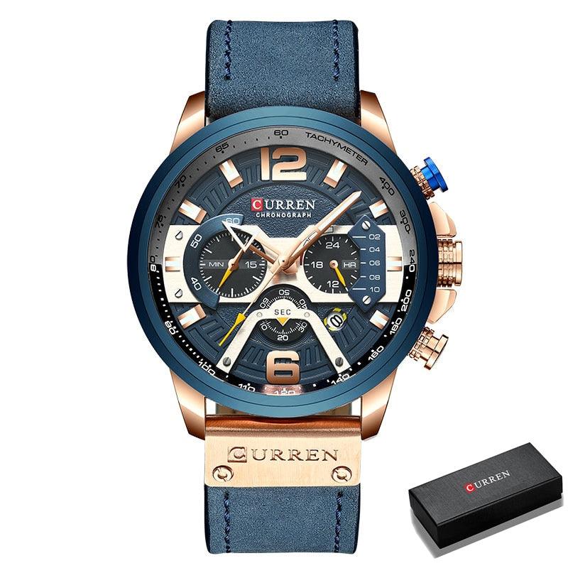 CURREN TIMECRAFT marca de luxo masculino couro analógico esportes - Relowear