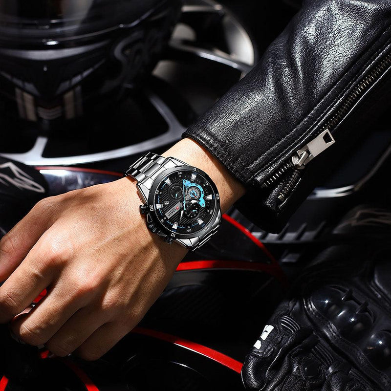 CURREN TIMEBOUND Relógio de Pulso de Aço Inoxidável Cronógrafo de Ponteiro Luminoso - Relowear