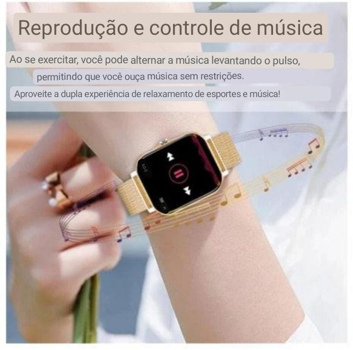 Smartwatch Feminino BellaTime frequência cardíaca bluetooth