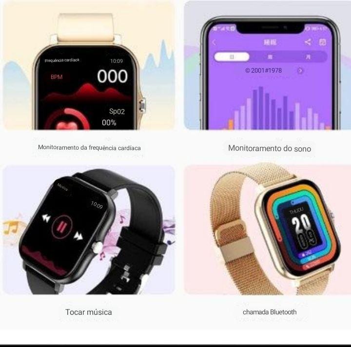 Smartwatch Feminino BellaTime frequência cardíaca bluetooth