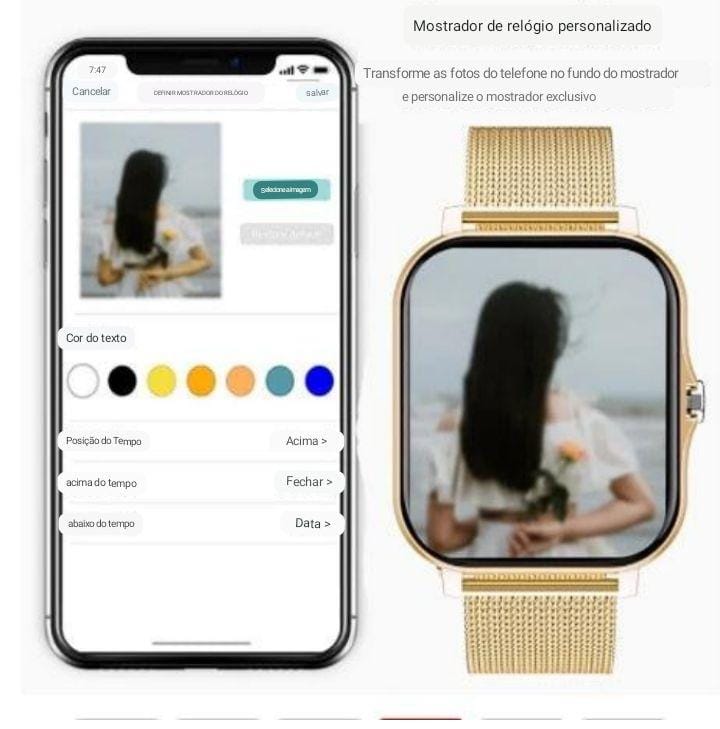 Smartwatch Feminino GraceWear frequência cardíaca bluetooth