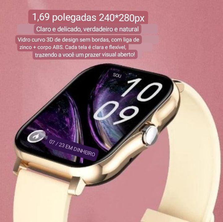 Smartwatch Feminino BellaTime frequência cardíaca bluetooth