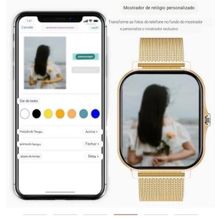 Smartwatch Feminino BellaTime frequência cardíaca bluetooth