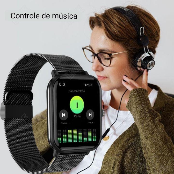 Smartwatch PureGlow Medidor de oxigênio no sangue Conexão Bluetooth