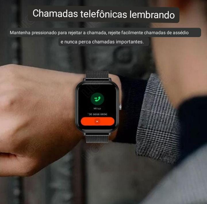 Smartwatch PureGlow Medidor de oxigênio no sangue Conexão Bluetooth