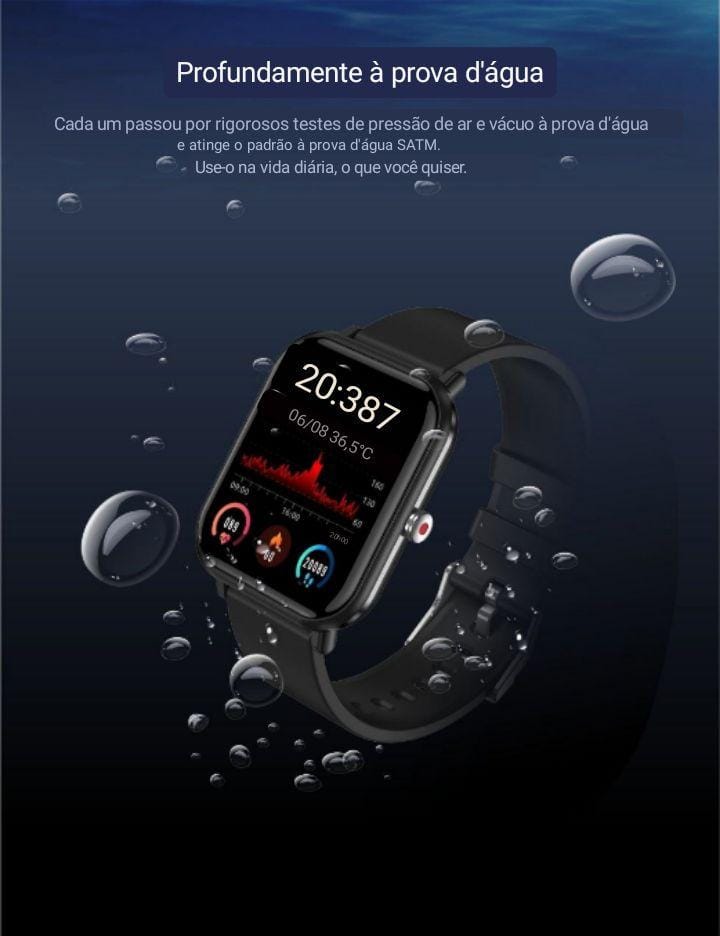 Smartwatch PureGlow Medidor de oxigênio no sangue Conexão Bluetooth