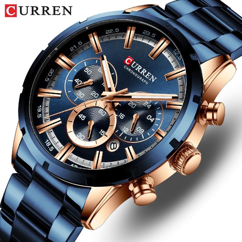 CURREN MONARCH relógio esportivos de luxo de aço completo - Relowear