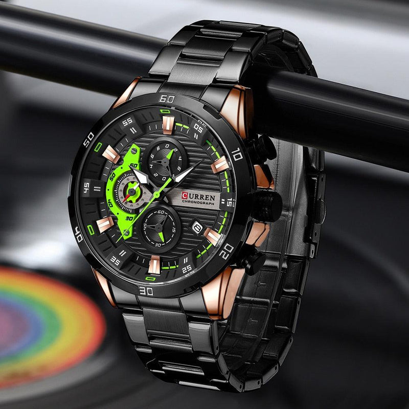 CURREN TIMEBOUND Relógio de Pulso de Aço Inoxidável Cronógrafo de Ponteiro Luminoso - Relowear
